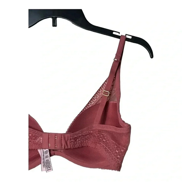 1304. INCREDIBLE BY VICTORIA’S SECRET PLUNGE LIGHTLY‎ PADDED BRA LACE BLUSH PINK - Picture 5 of 7